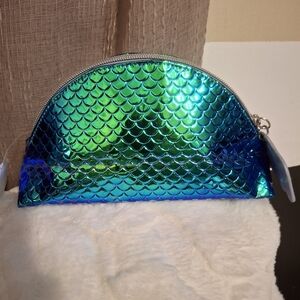 Iridescent Mermaid Scale Cosmetic Bag - Blue Green New